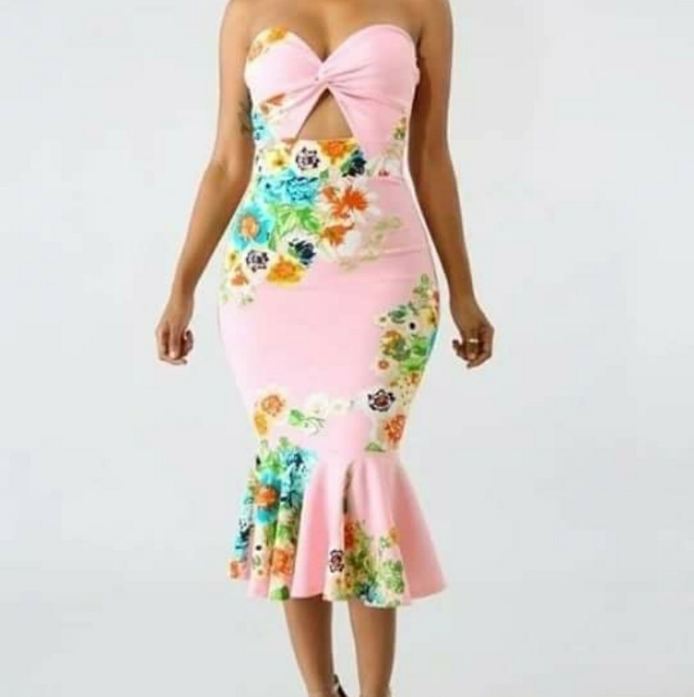 Floral Midi Tube Dress - Picture 2 of 4